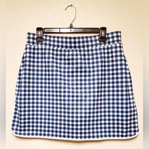 J.Crew Blue and White Gingham Athletic Skort Size Large NWT